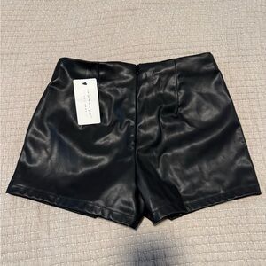 Black Faux Leather Skort